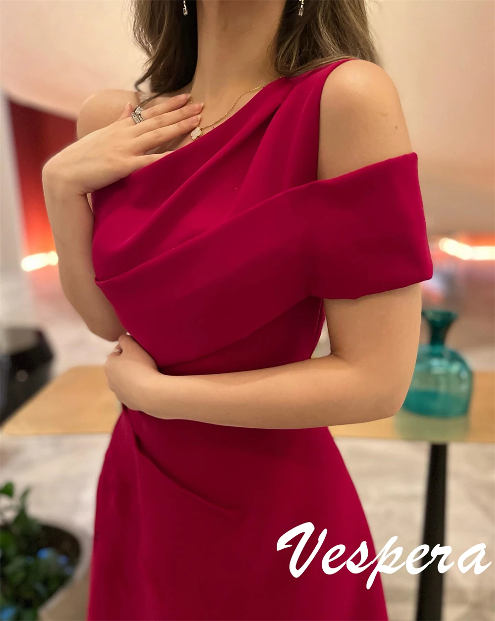 Robe de soirée en jersey bordeaux, personnalisée, asymétrique épaule dénudée, exquise, robes de soirée de tempérament, robes d'occasion spéciale