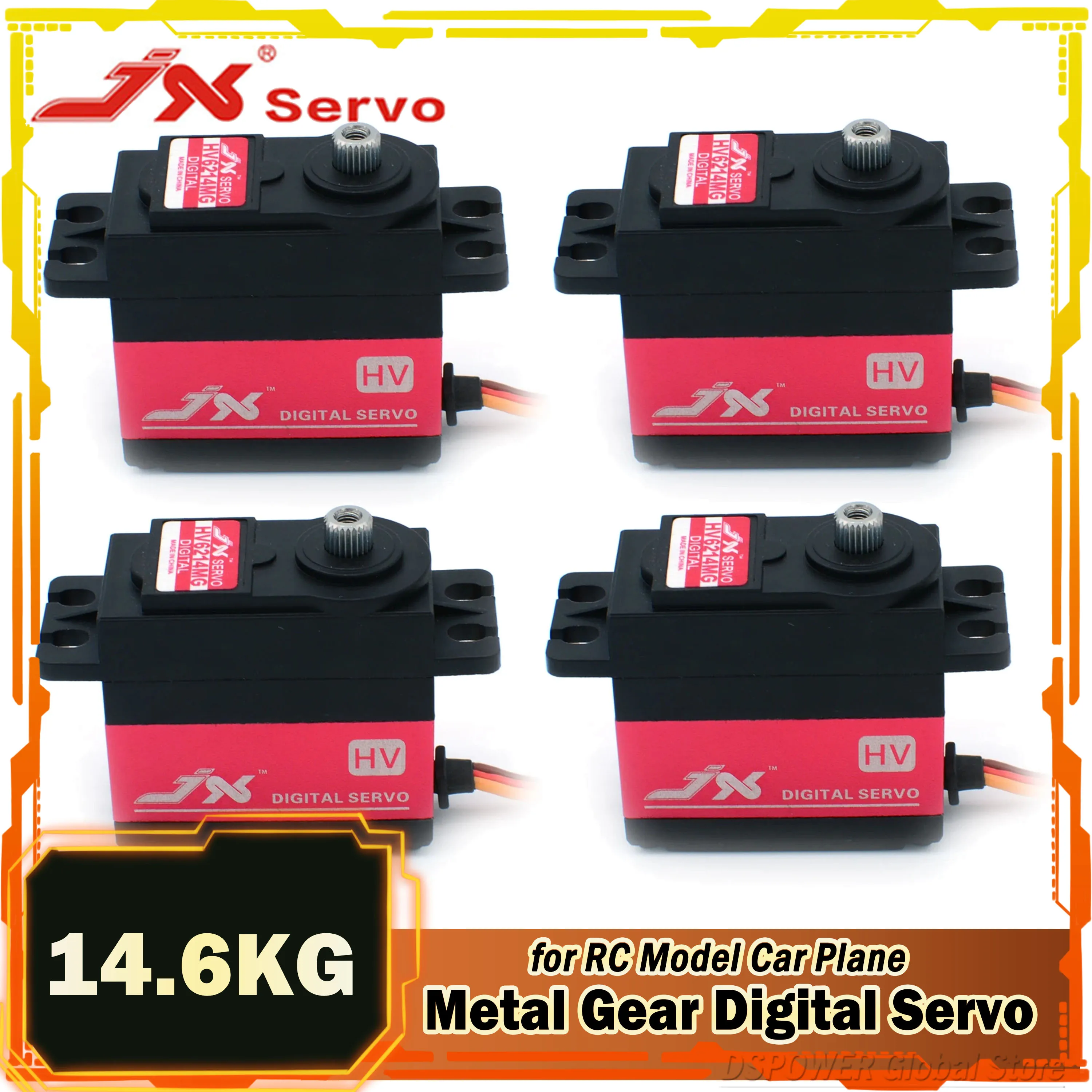 

JX 14.6KG Metal Gear Digital Servo HV PDI-HV6214MG Motor 6.0-7.4v for 1/8 1/10 RC Car TRX4 Slash Scx10 Yk4102 104001 Arrma Plane