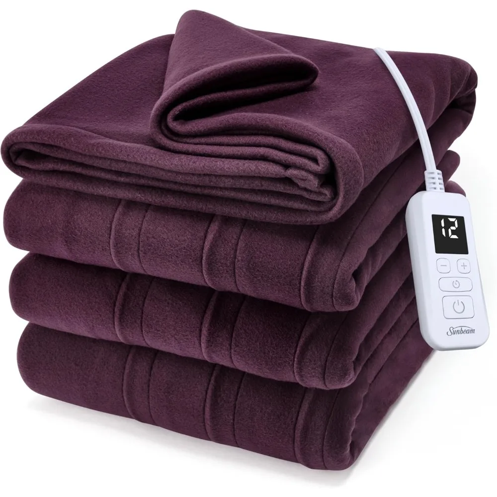 

Ultra Fleece Heated Electric Blanket Twin Size, 84x62 Inches, 12 Heat Settings, Auto Shut-Off, Fast Heating, Machine Washable