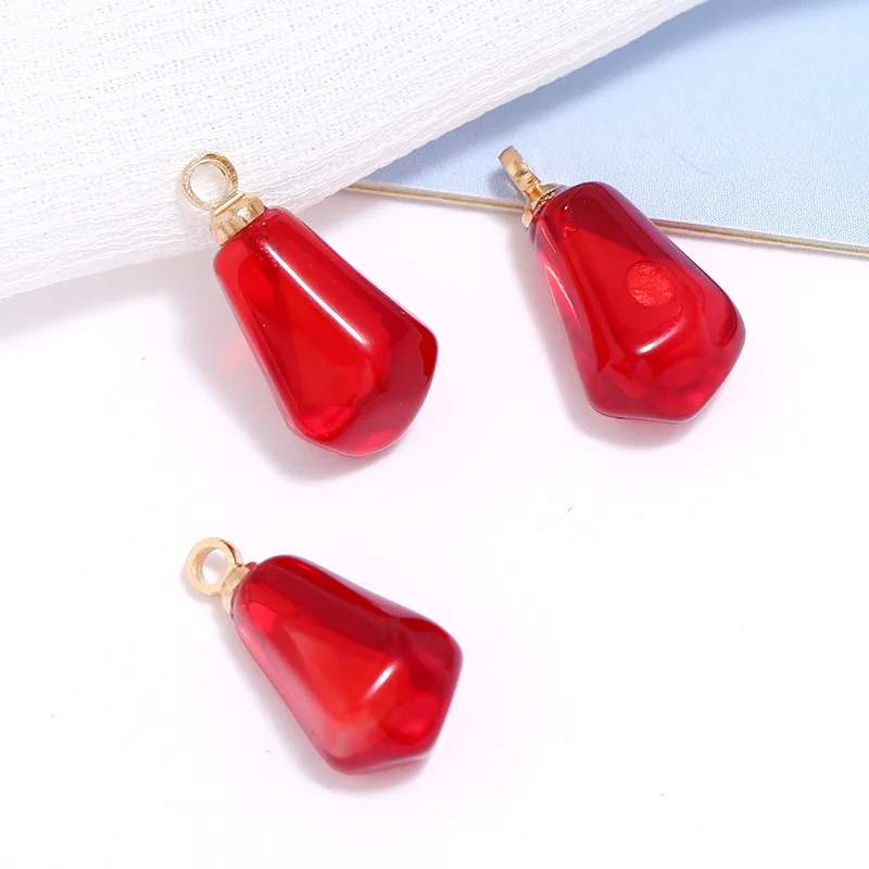 10pcs Pomegranate Seed Resin Pendants Fruit Charms for DIY Earring Necklace Bracelet Jewelry Keychain Making Fruit Accessories