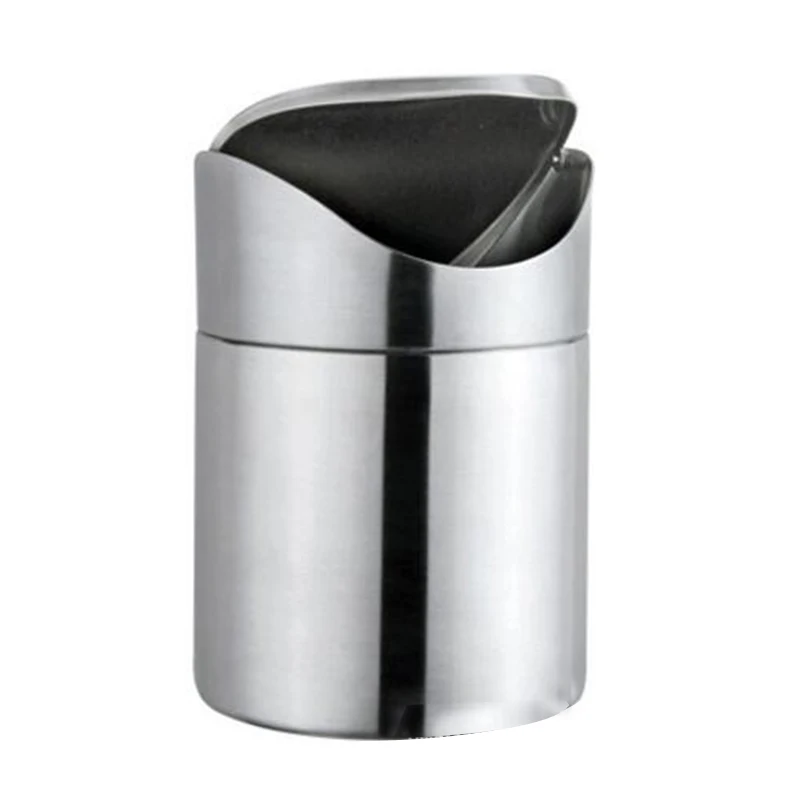 Stainless Steel Small Mini Trash with Swing Top Lid Countertop Trash Cans for Desk Car Office Kitchen