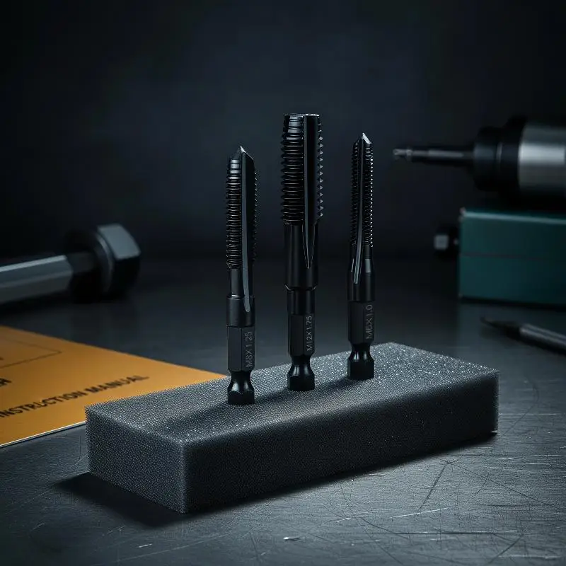 HSS Hex Shank Straight Flute Tap Set Anti Corrosion for Stainless Steel Cast Iron Professional Machining