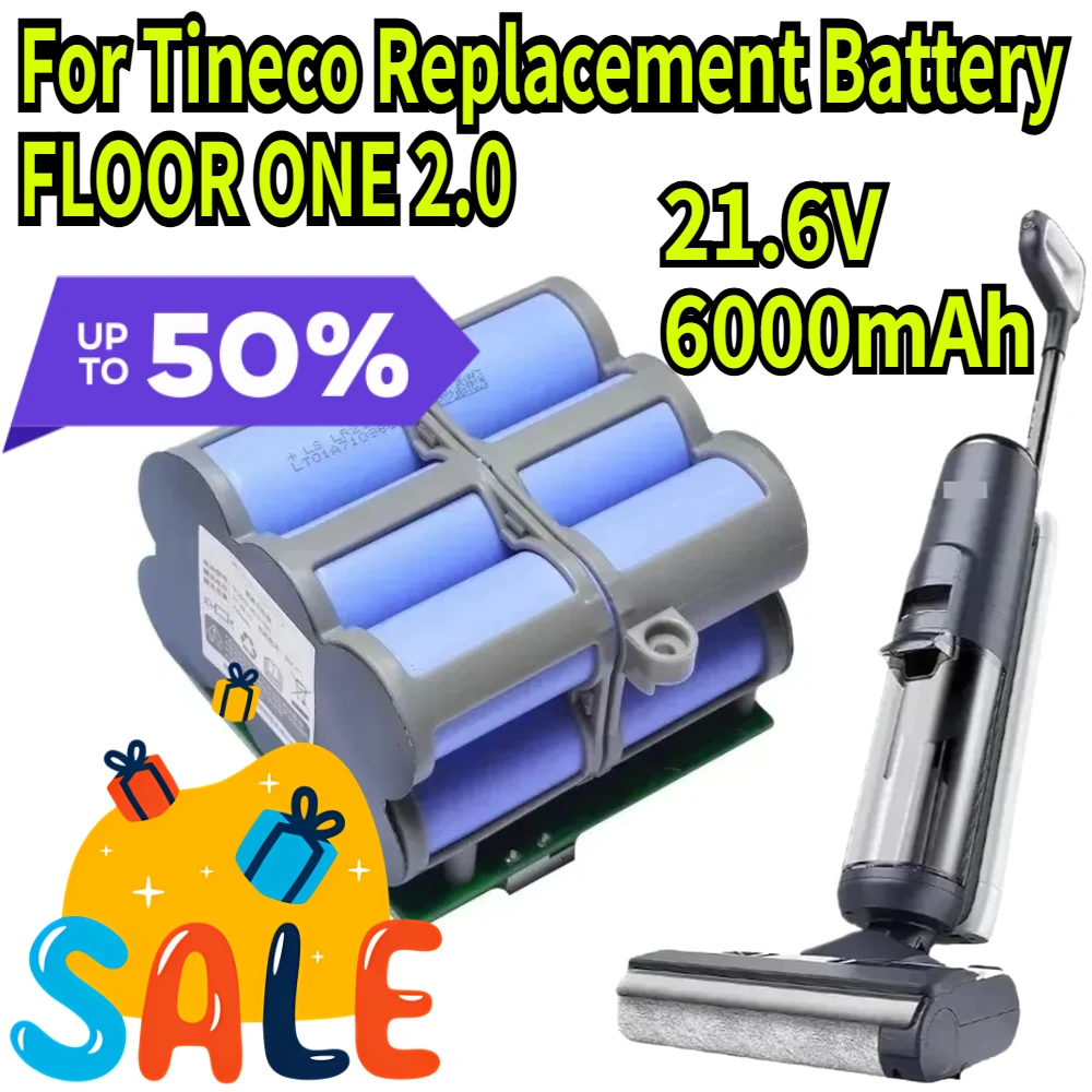 

21.6V 6000mAh For Tineco Replacement Battery FLOOR ONE 2.0 S5 PRO 2 S5 Smart S5 Steam Floor Scrubber Accessories Parts