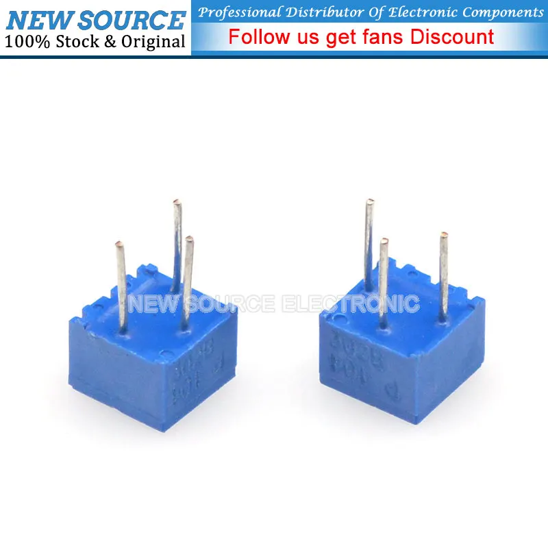 10pcs 3362P Series Resistance 101 201 501 102 202 502 103 Trimpo Trimmer Potentiometer 3362 500R 1K 2K 5K 10K 20K 50K 100K