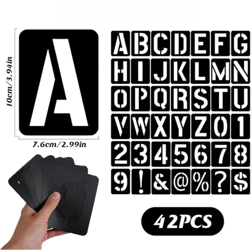 42Pcs/Set DIY Craft Alphabet Stencil Reusable Embossing Template Alphabet Stencil Numbers and Letters Symbol School Supplies