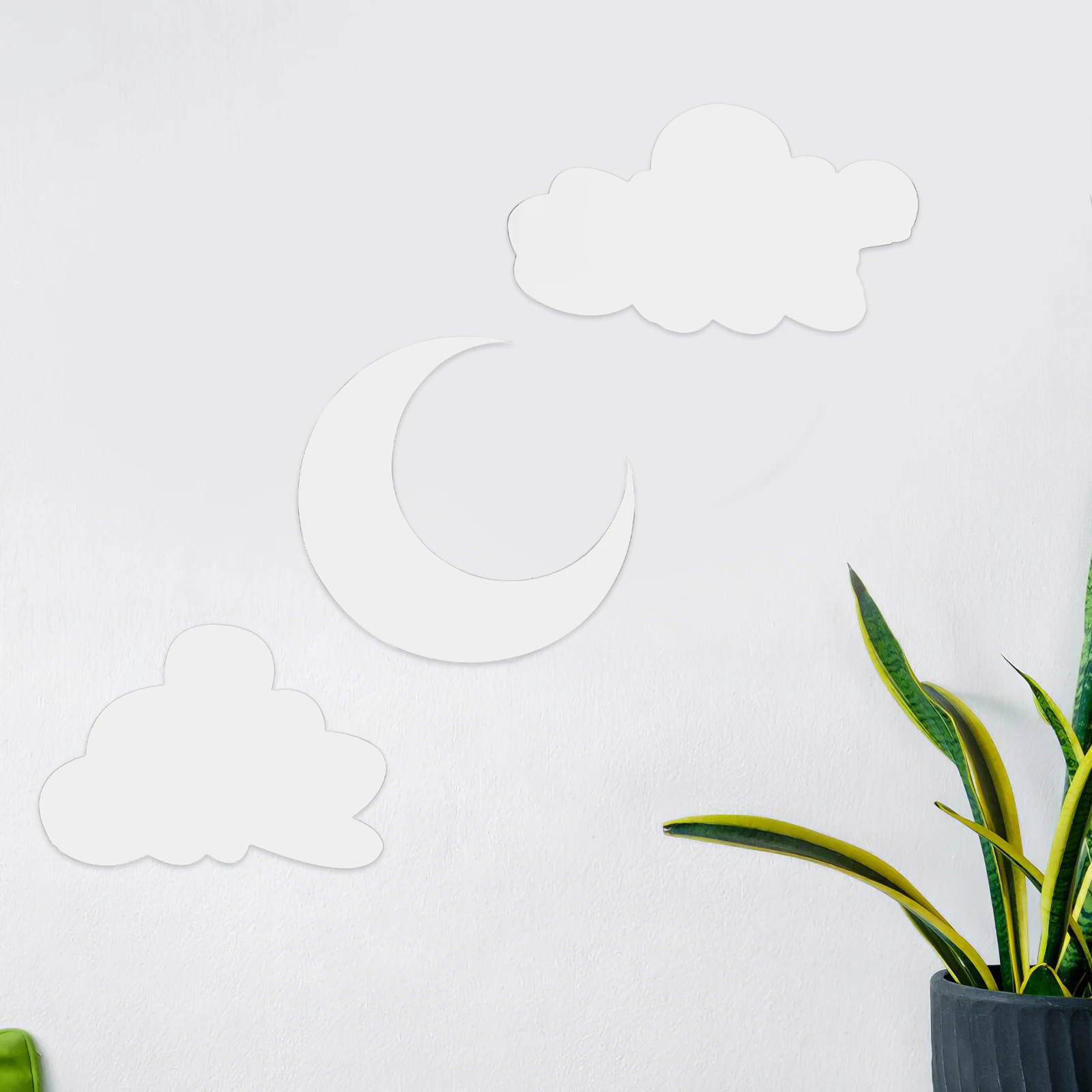 

1 set 1 Set Acrylic Moon Stars Self-Adhesive Bedroom Room Space Enhancement Easy Application Cloud Shape Mirror Decals Art