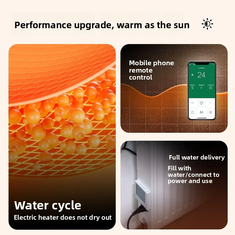 Water Circulation Electric Heater Intelligent Constant Temperature Remote Control Home Office Heater Odorless and Noise-free