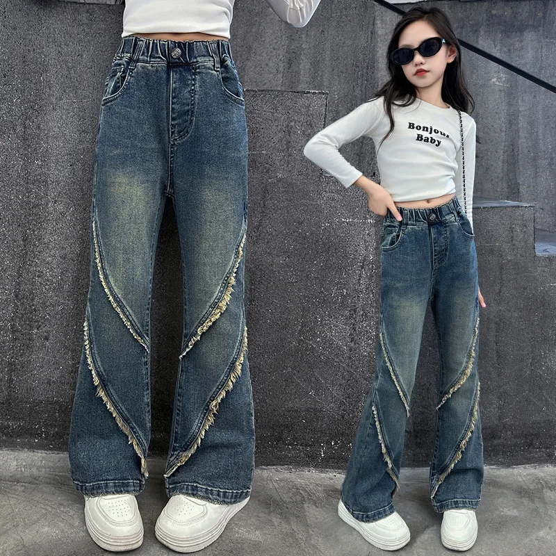 calcas-de-bebe-menina-2024-outono-novas-mulheres-jeans-legais-grandes-criancas-moda-magro-denim-alargamento-duravel-conforto-calca-casual