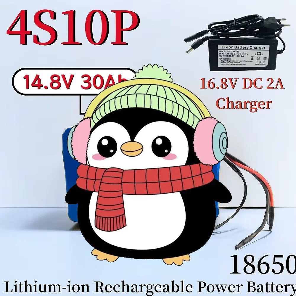 

18650 Lithium Battery Pack 4S10P 14.8V 30Ah battery with BMS for Inverter Smart Robot High-power Equipment Etc+16.8V charger