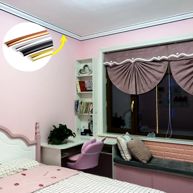 New 3M Self-adhesive Beautiful Edge PVC Gold Semicircular Line Background Wall Metal Decorative Strip Mirror Frame Sticker Decal