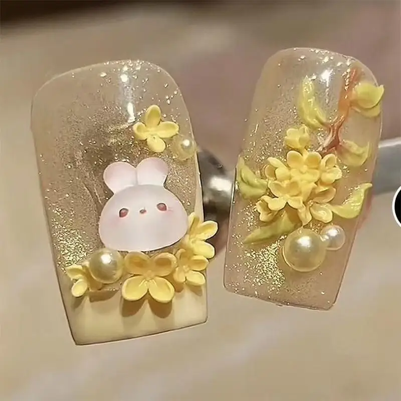 Silicone Nail Art Mold 3D Rabbit Bow Design for Acrylic Nails DIY Cute  Transparent Stamp Tool Decoration