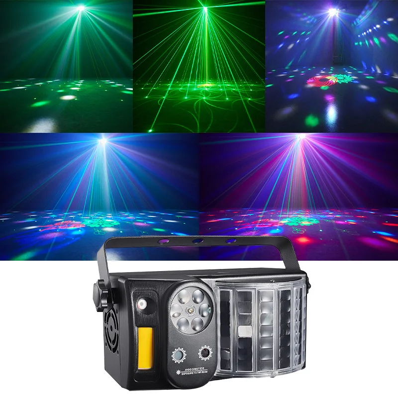 

5-in-1 Sound Activated Party Light: Disco Ball Projector with Rotating Patterns, Strobe & Butterfly Effect for KTV/Dancing