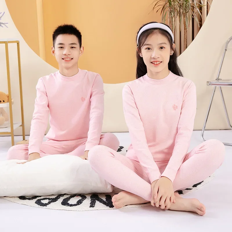 Kids Thermal Underwear Cotton Thicken Warm Autumn Winter Teenage Boys Underwears Set Sleepwear 2pcs Girls Clothing Set Homewear