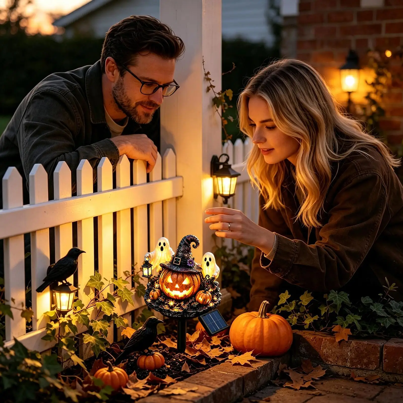 Solar Halloween Lights Garden Pumpkin Ghost Stake Lights Holiday Lawn Lighting For Garden Porch Patio Courtyard Yard Lawn