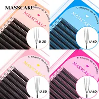 Extensiones de pestañas MASSCAKU en forma de U 4D 5D W, 8-15mm de longitud mixta, fácil de usar, efecto de pestañas florecientes, ventiladores de volumen prefabricados