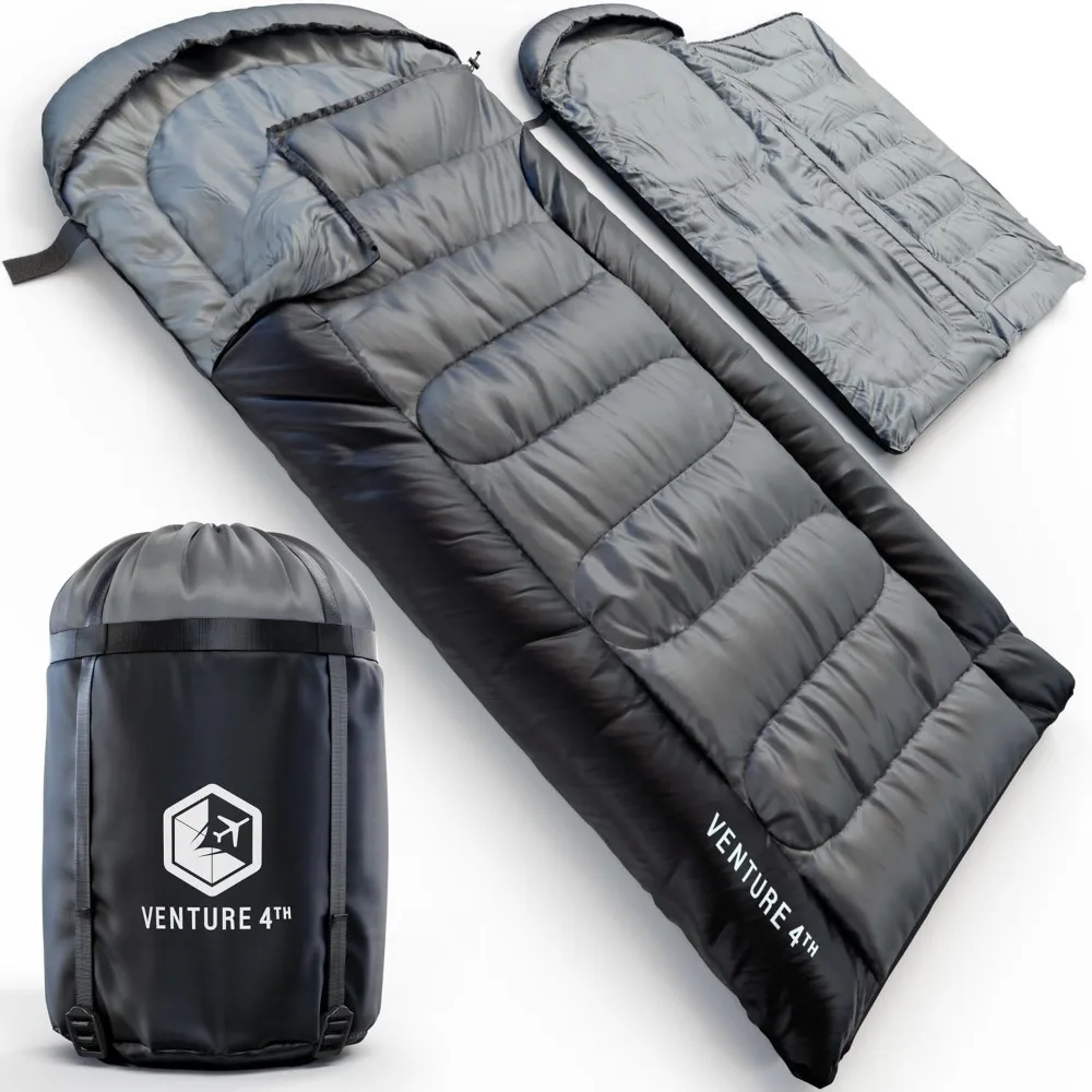 

Backpacking Sleeping Bag – XXL, Double and Single Sizes - Lightweight Warm & Cold Weather Sleeping Bags for Adults