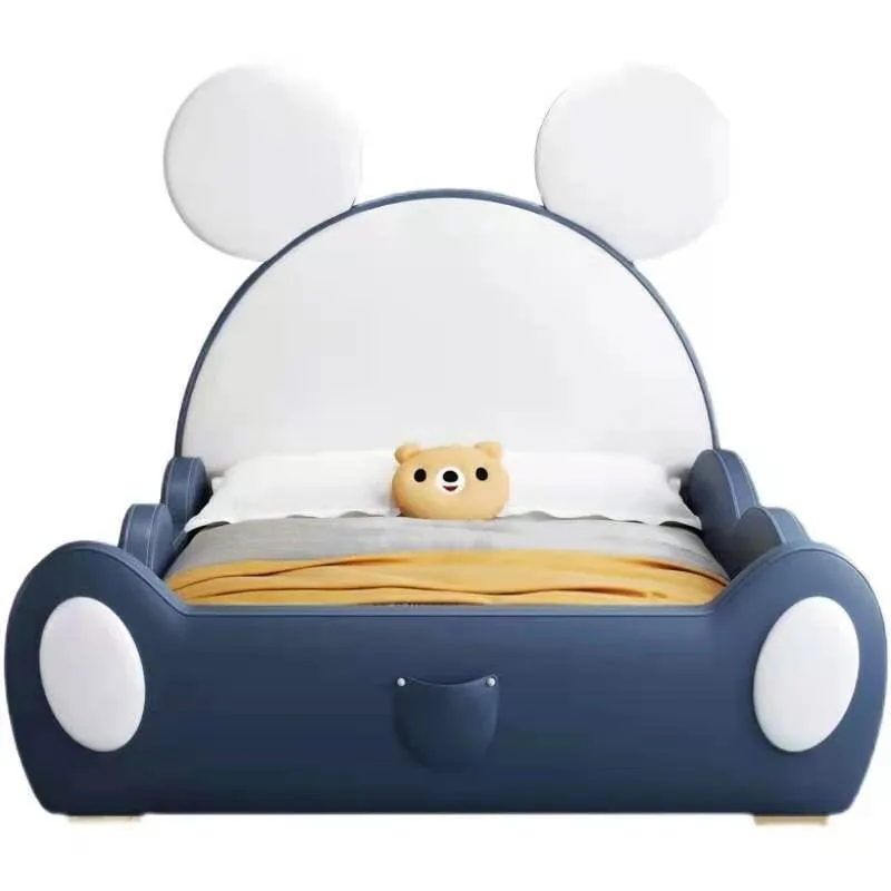 

Cute slide cartoon guardrail bed soft bag bedside modeling modern teen bed