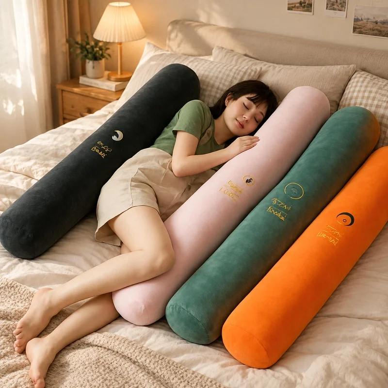 Comfortable Long Pregnancy Bolster Pillow for Side Sleeping and Bed Reading, Versatile Support Cushion