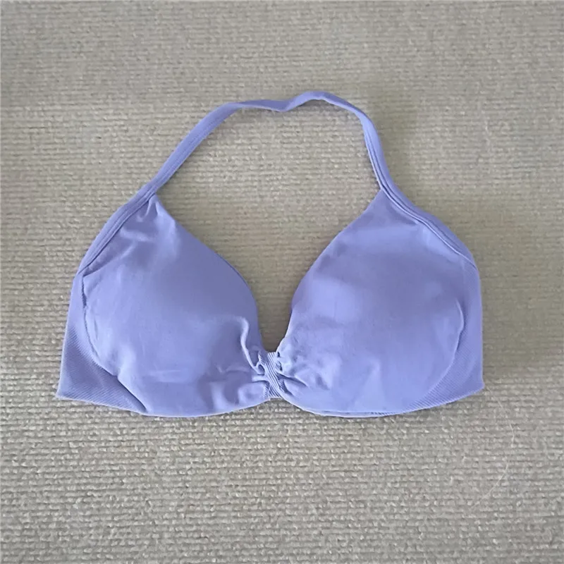 HBC Popular Strappy Bra Gym Top Women High Support Thin Strap Halter Sports Seamless Bras Scrunch Workout Yoga Tank Bra