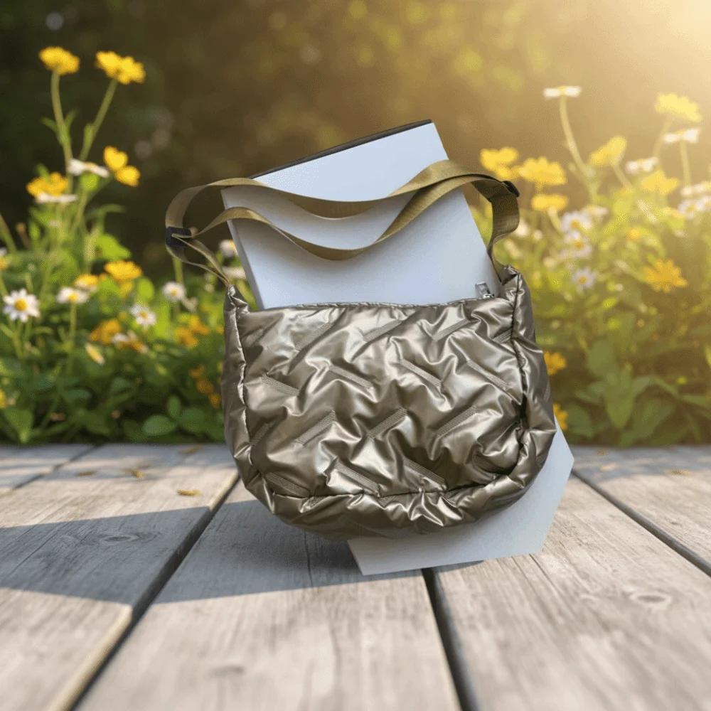 Children's Dumpling Bag Bright Space Cotton Tote Bag Large Capacity Shoulder Bag Crossbody Bag Silver Down Nylon Handbag Girls