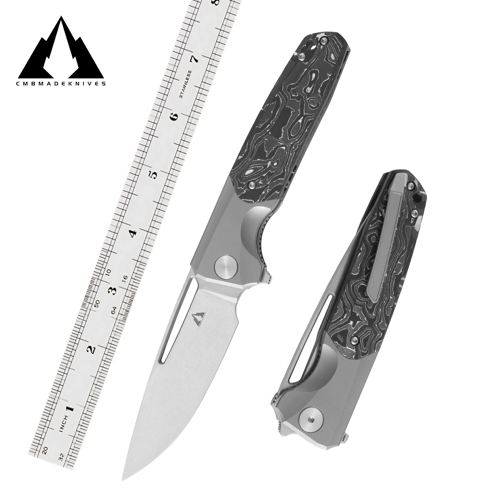 

CMBMADEKNIVES Darma Titanium + Carbon Fiber Handle M390 Steel Pocket Folding Tactical Survival Camping Outdoor Knife EDC CMB-12S