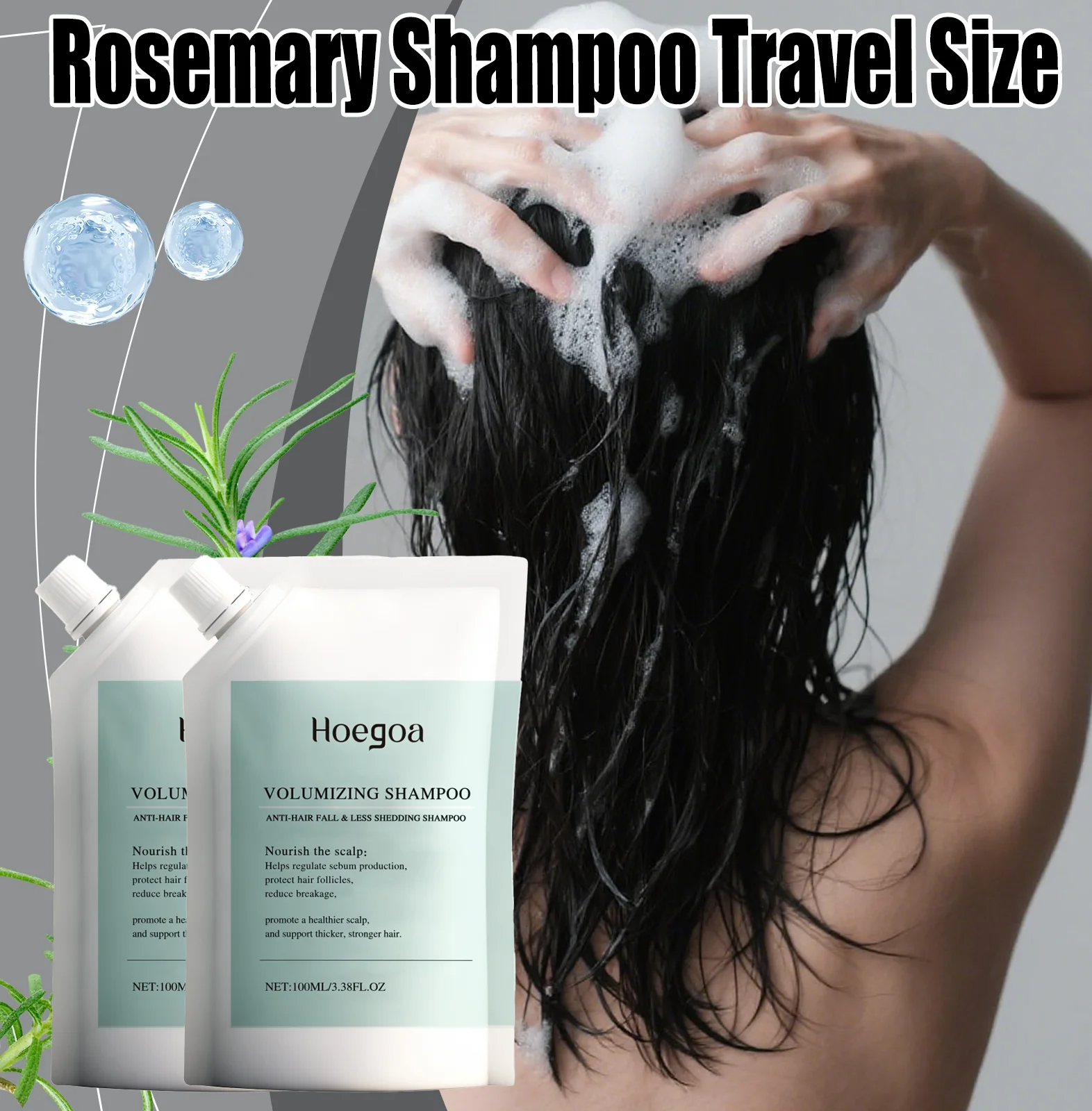 

Rosemary Volumizing Shampoo Travel Size Fine Flat Hair Natral Gentle Cleanse Boost Body Strengthen Roots Moisturizing Shine