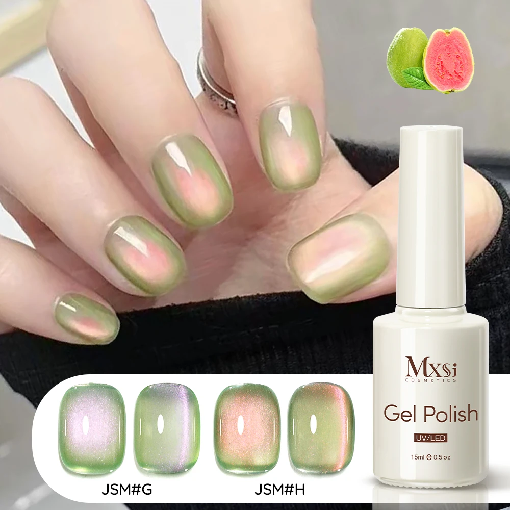 15ml Guava Green Cat Magnetic Gel Shine Glitter Semi Permanent Soak Off UV Varnish Nails Supplies Pink Cat Eye Gel Lakier do paznokci