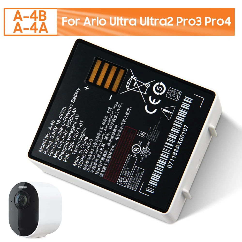 

4800mAh 3.85V Rechargeable Battery A-4B A-4A For Arlo Ultra 2 Pro 3 Pro 4 Camera Battery