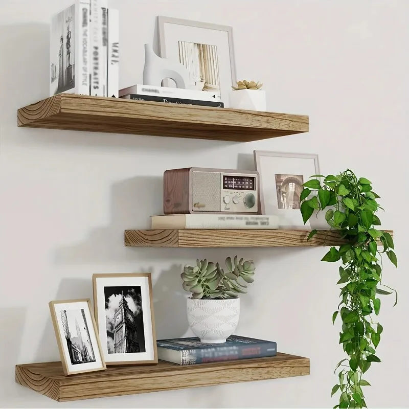 

1pc Nordic Minimalist Wooden Wall Shelf - Single Tier Hanging Storage Rack,Ideal for Decor and Organization,Shelves for Bathroom
