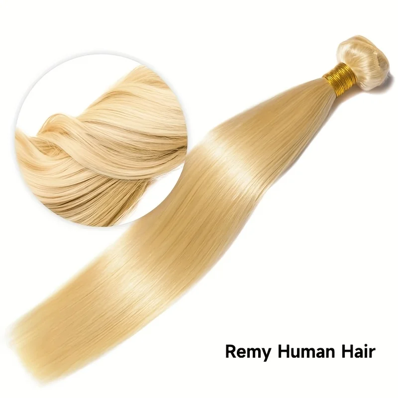 613 Blonde Straight Hair Bundles 12A Grade Brazilian Virgin Human Hair Smooth Full Thick Ends Durable Double Weft 10-40 Inch Multi Pack Natural Shiny Hair Weave Extensions