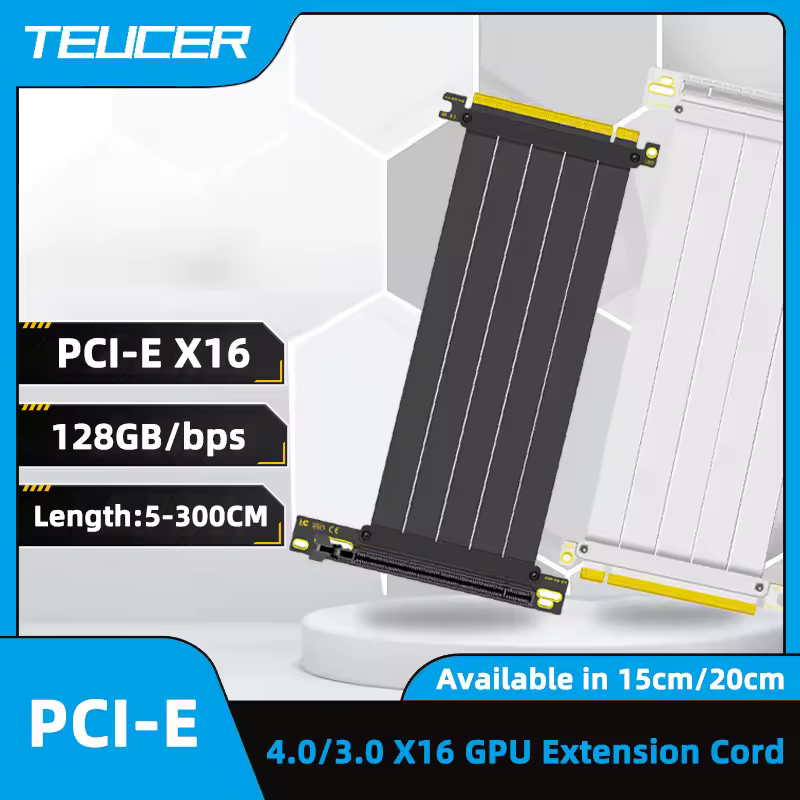 Teucer pci-e 4.0 x16 riser cabo de extensão da placa gráfica 150mm/200mm blindado flexível 90 ° montagem gpu cabo de extensão