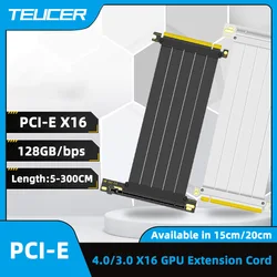 TEUCER PCI-E 4.0 X16 Riser Cable Graphics Card Extension Cord 150mm/200mm Shielded Flexible 90° Mounting GPU Extension Cord
