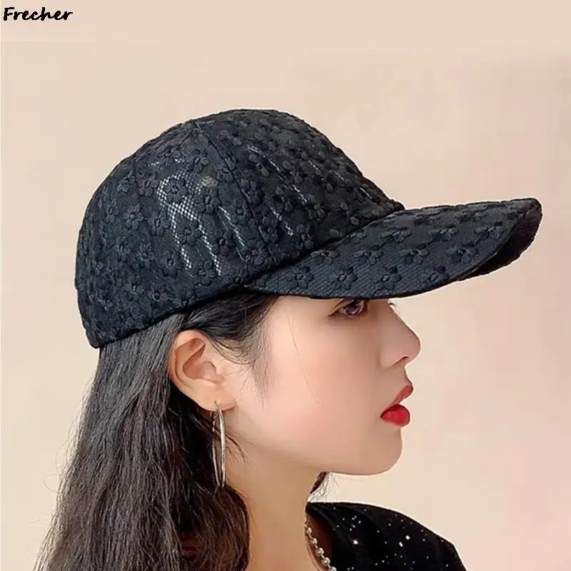 

Transparent Lace Baseball Caps for Women Flower Embroidery Cap Fashion Party Snapback Hat Summer Beach Party Leisure Visors Hats