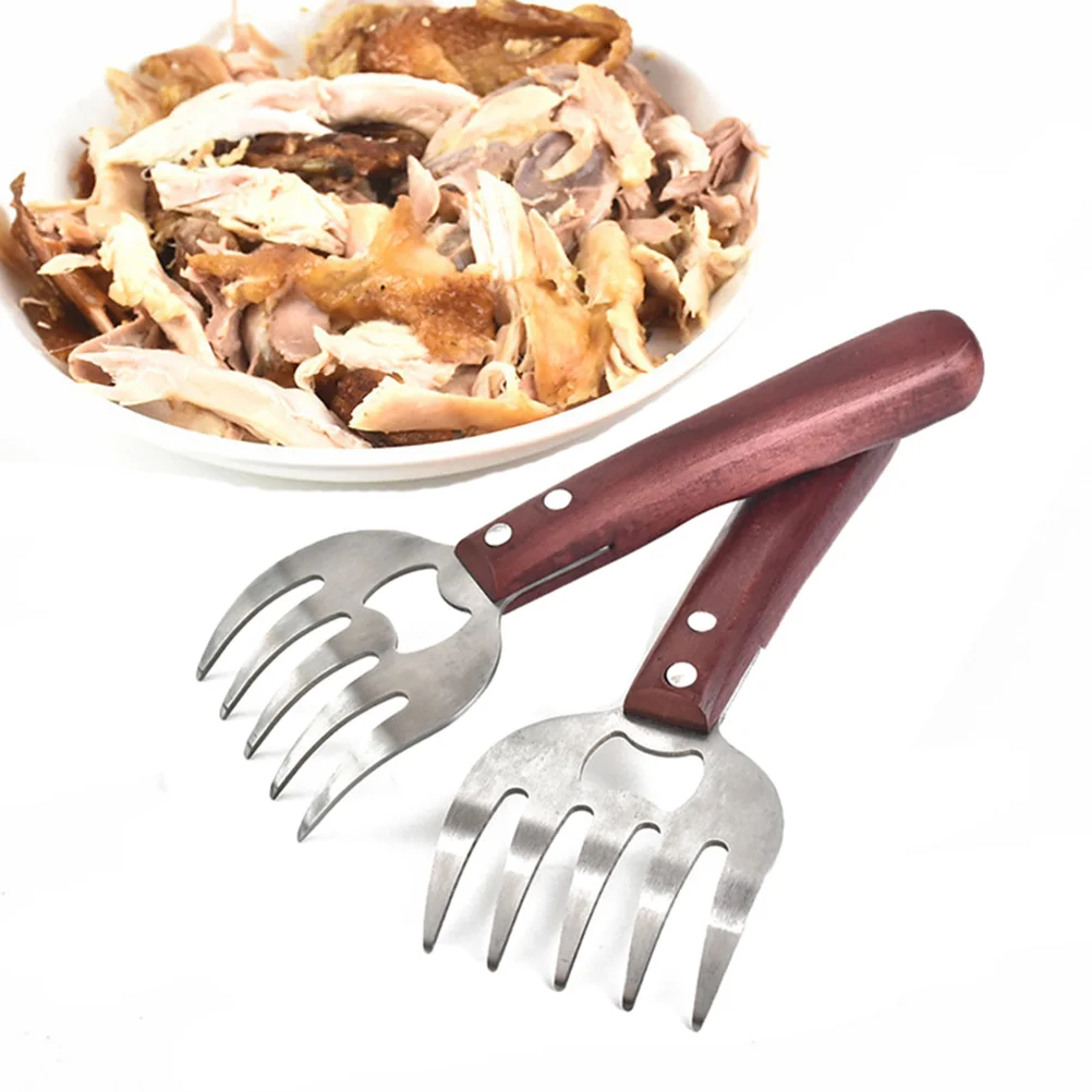 Tenedor para triturar carne, utensilio de garra de barbacoa de acero inoxidable para manipulación de pollo y cerdo extraíble en cocina o parrilla al aire libre, 2 uds.