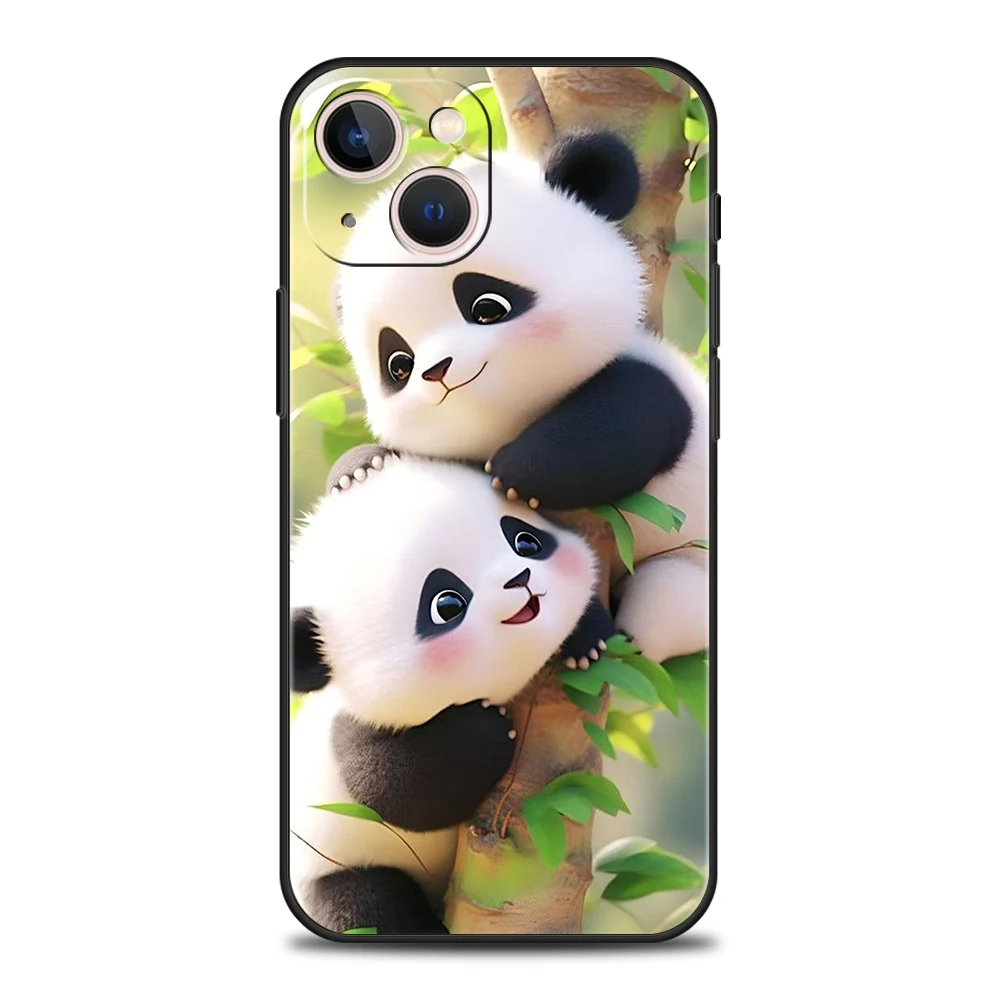 Custodia per telefono Panda adorabile del fumetto per iPhone 16 15 14 13 12 Pro Max 11 Pro Max 7 8 Plus XS XR Soft Shell antiurto Capas