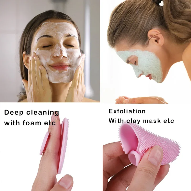 2pcs 소프트 실리콘 페이스 브러쉬 클렌저 및 마사지 수동 페이셜 클렌징 브러쉬 여성 남성을위한 엑스 폴리 에이 팅 실리콘 페이스
