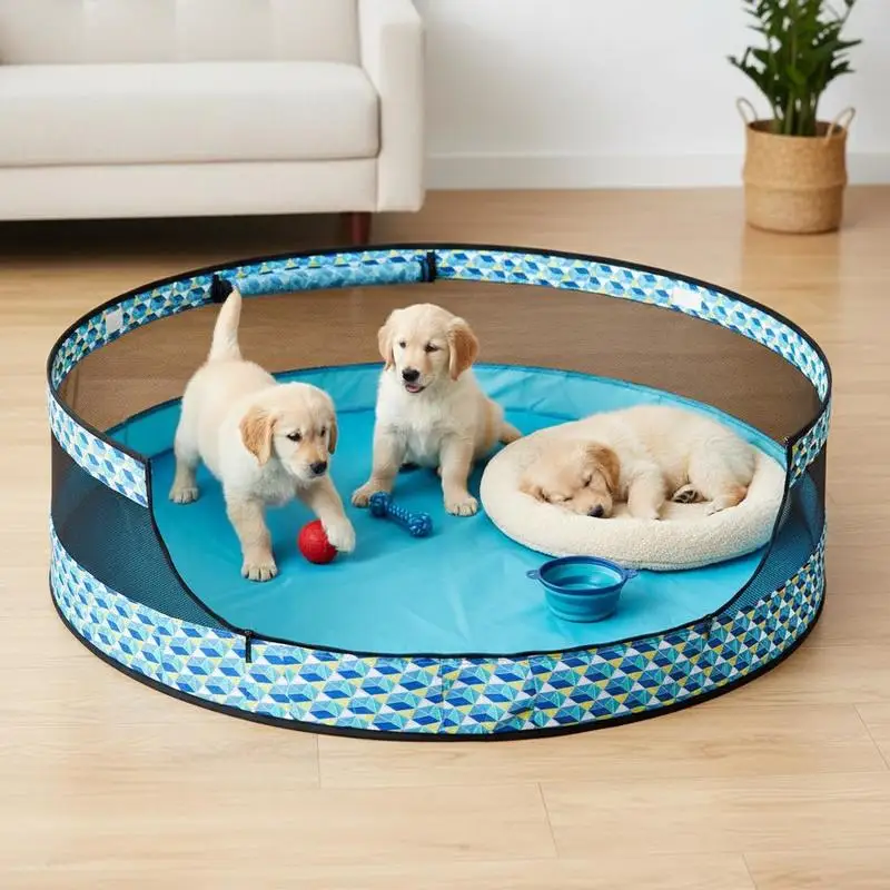 

Free Shipping-Foldable Pet Playpen, 44'' x 44'' x 24'' Portable Dog Playpen, Crate Kennel for Puppy, Dog, Cat, Waterproof 600D O