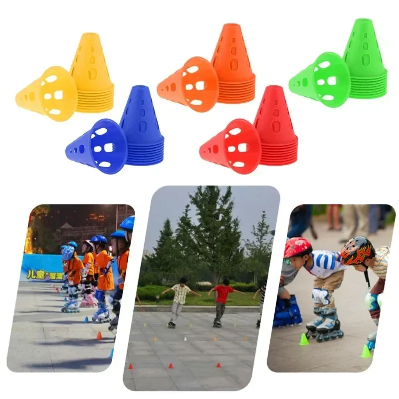 10Pcs Skate Marker Cones Roller Football Soccer Training Equipment Marking Cup Roller Roadblock Accessories Roller Skating Tools