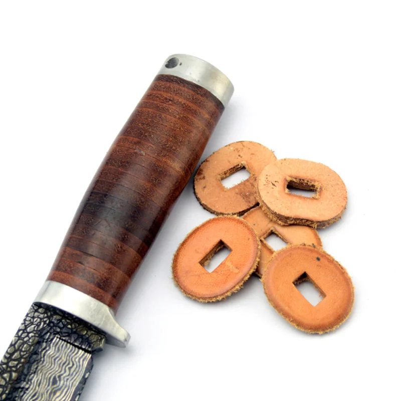 2 Sizes 35pcs/Set Knife Handle DIY Making Material Cowhide Leather Rings Sabre Kaba KA-BAR Military Knives Piercing Grip Scale