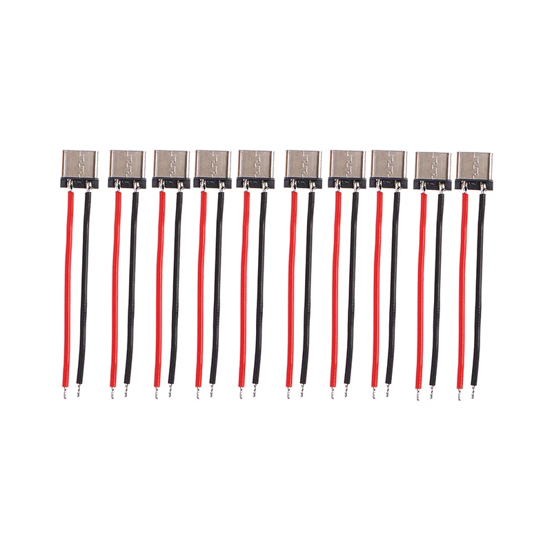 10 Stuks Micro Usb Type-C 2pin Horizontale 2P Eenvoudige Gesoldeerde Mannelijke Plug-In Board Snelladen Connector