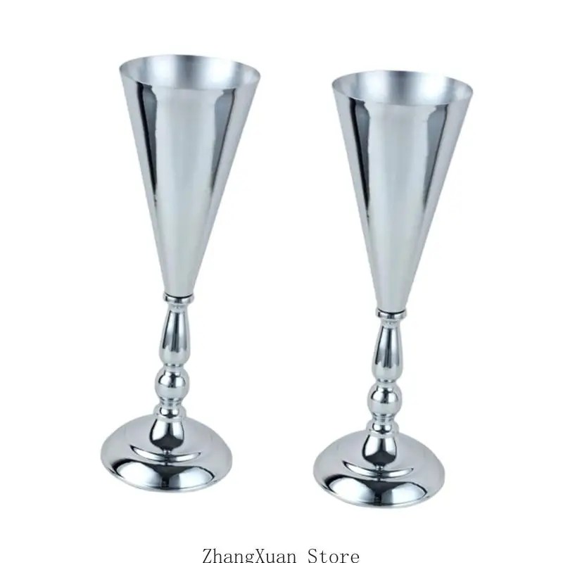 Packung mit 2 eleganten Blumenvasen aus Metall für Tischaufsätze und Heimdekoration 3XUF – Detail 7