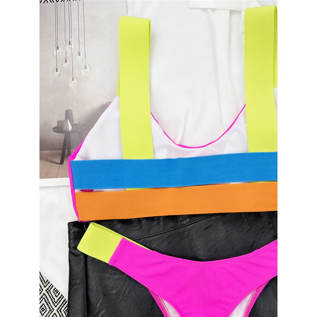 Neuer, hoch geschnittener Bikini mit Tanga-Design, Damen-Badeanzug, zweiteiliges Bikini-Set, Badebekleidung, Damen-Badeanzug, V3815 – Detail 12