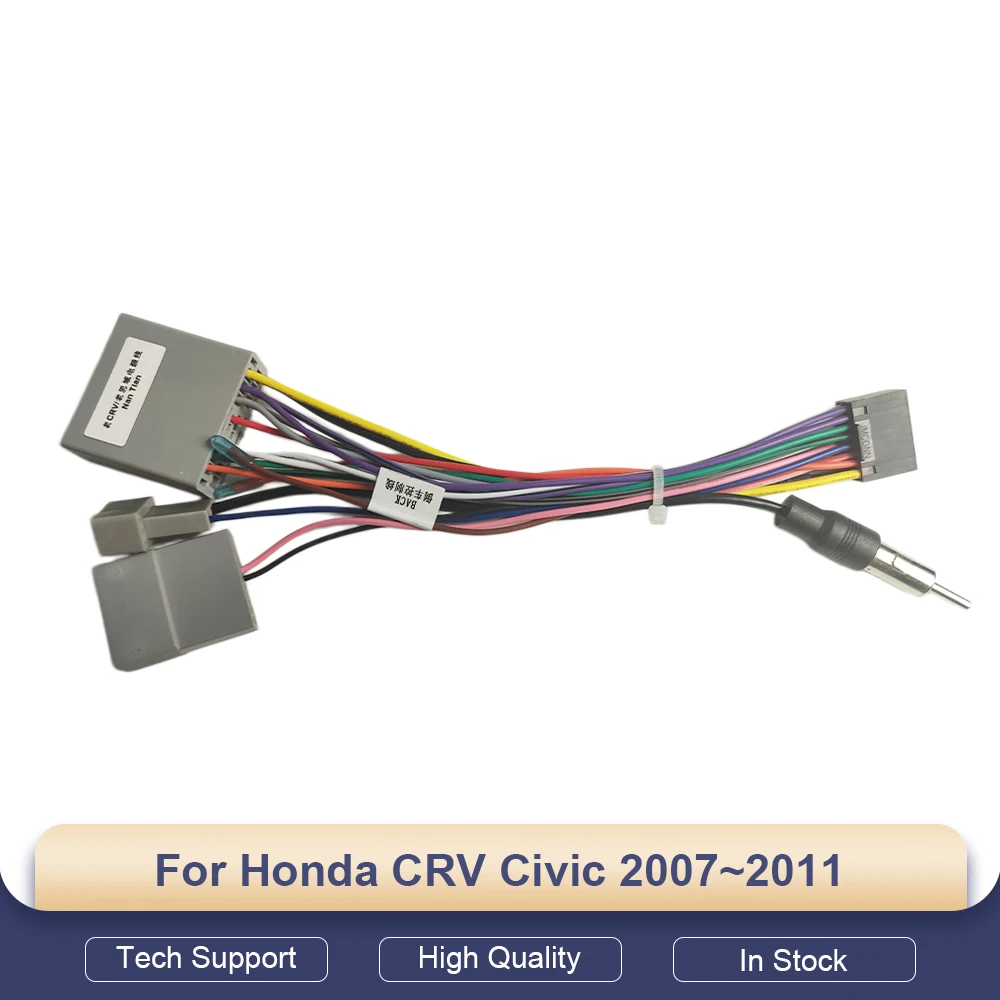 For Honda CRV Civic 2007~2011 Android 16PIN Navigation MP5 Car Radio Stereo Player Wiring Harness Cable Adapter Power Cord