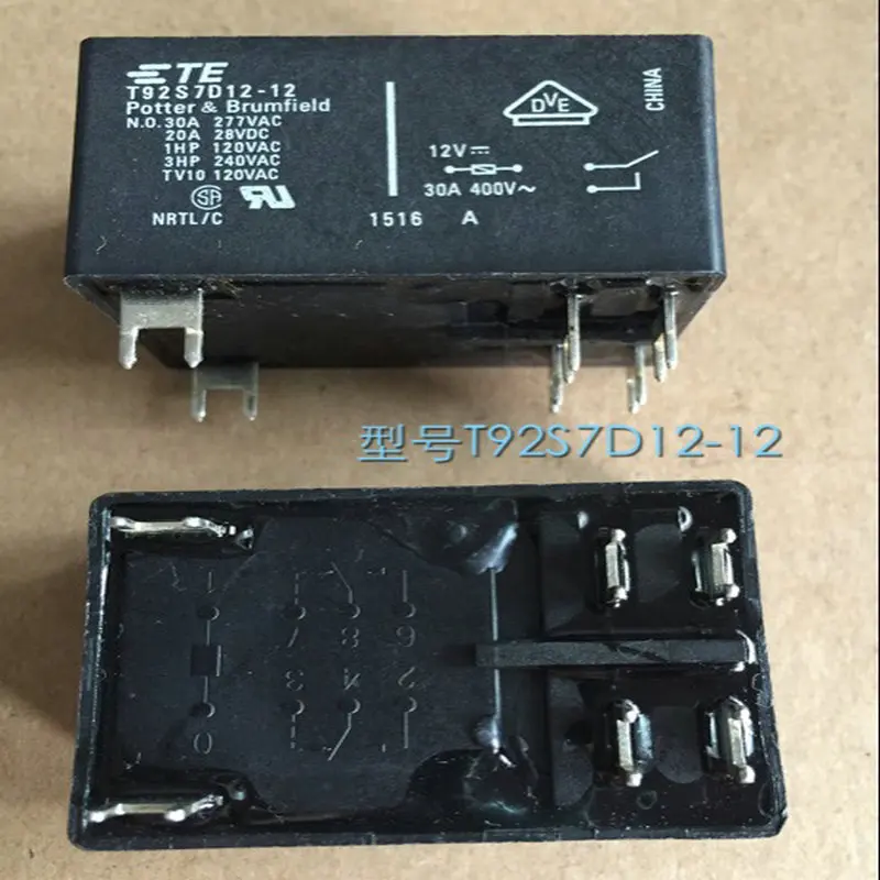 5PCS TE T92S7D12-12 relay original 12VDC 30A6 pin two normally open