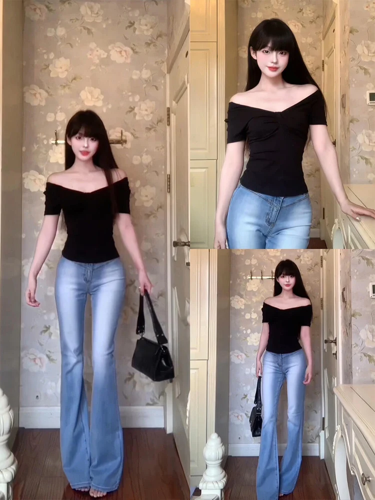 

Сексуальная футболка Pure Desire с короткими плечами и ор-Sve, женская облегающая летняя новая повседневная футболка из смеси хлопка и полиэстера