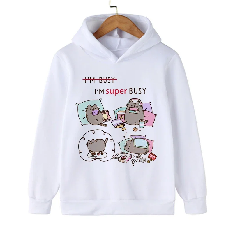 Sweatshirts Manga Cartoon Cat Hoodie Funny Children Cat Clothes Kid Girl Boy Manga Sweatshirt Hoody Baby Casual Top