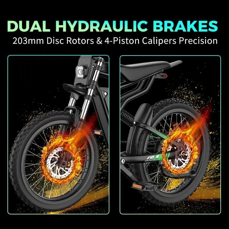 NACHBIKE R1 2000W Electric Dirt Bike 40MPH Electric Bike 60V25Ah Battery Max 50Miles Dual Hydraulic Brake Full Suspensions Ebike image 6