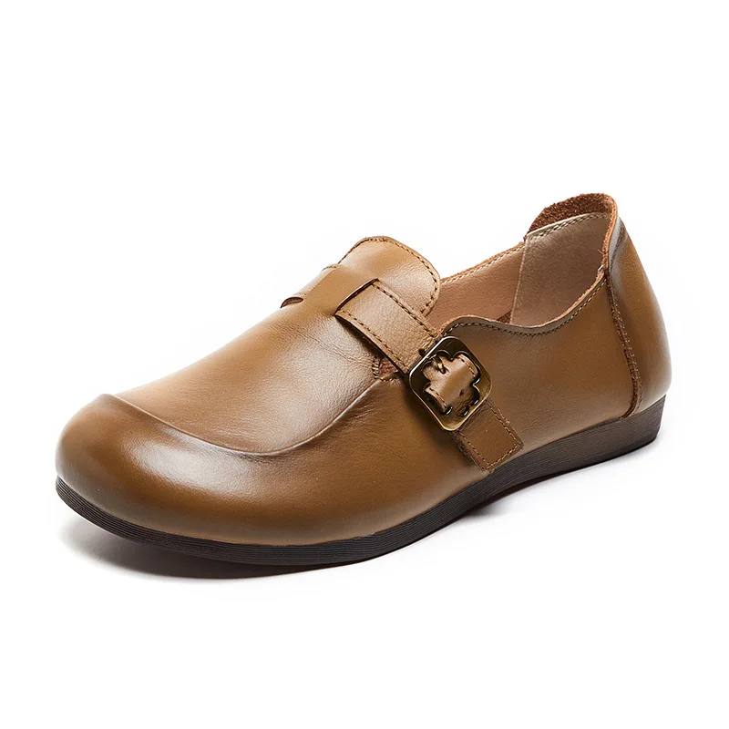 Genuine Leather Women's Shoes Soft Soles Middle-aged Elderly Mothers' Shoes Retro Handmade Women's Shoes Anti-skid Comfort Flats
