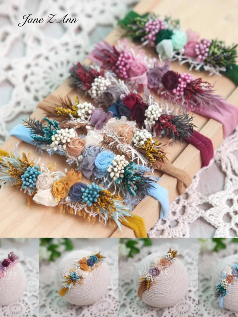 Newborn photography headband Ins style baby photos flower studio shooting props pastoral hair accessories