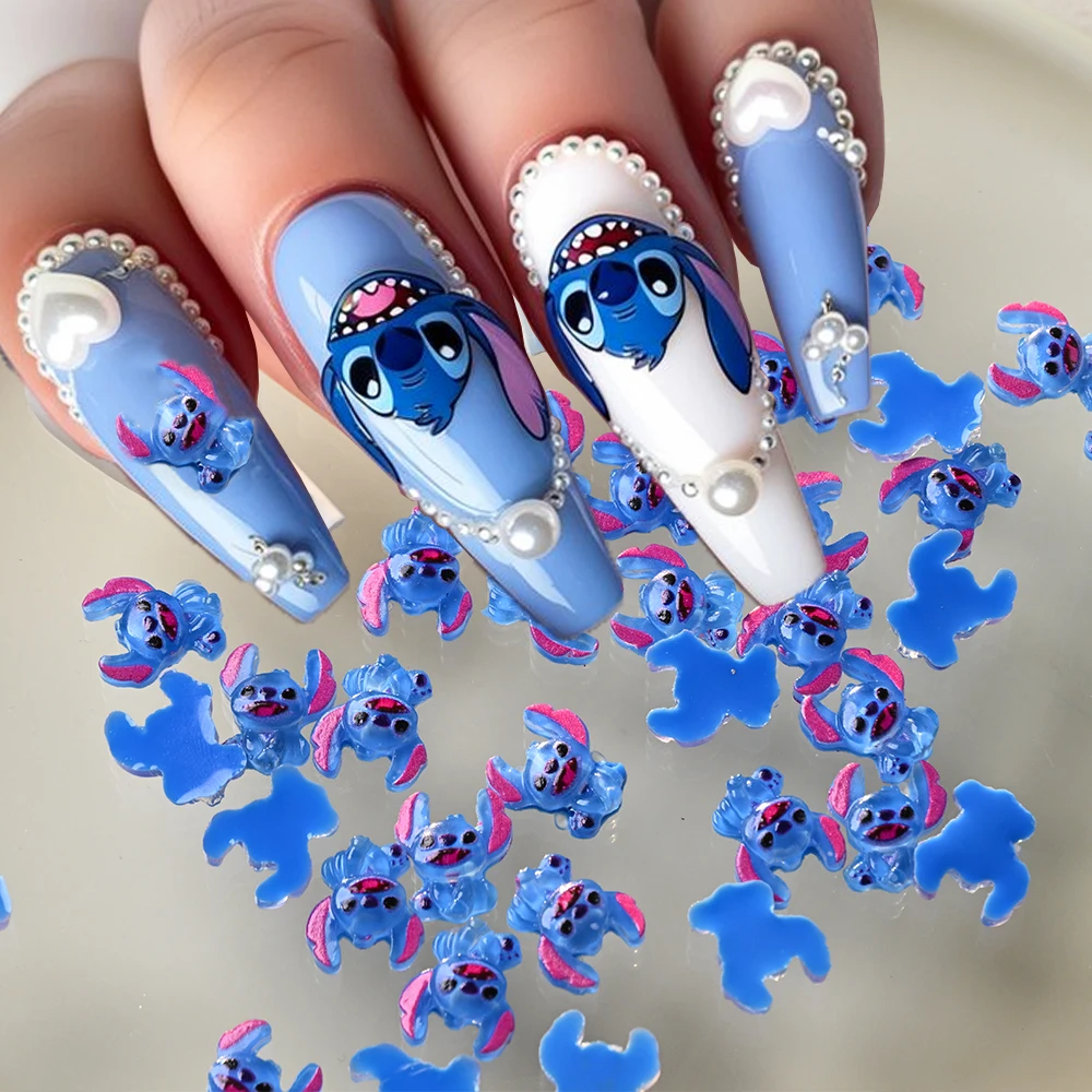 ﻿ Mini breloques pour Nail Art, point bleu, mignon et amusant, dessin animé, accessoires pour Nail Art, personnage d'anime Y2K, fournitures de manucure, 50 pièces/sac